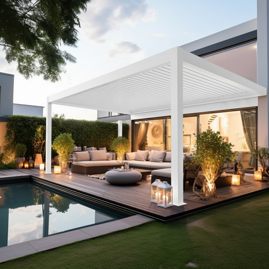 Luxury Pergola 4M x 6M Wall-mounted